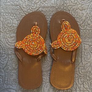 Artisan Beaded Leather Sandals